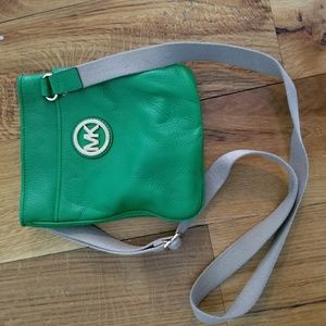 Michael Kors cross body bag. Green leather
